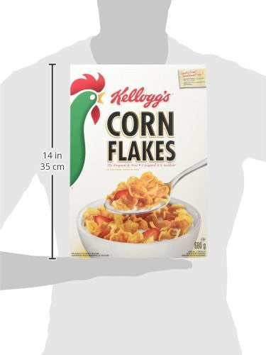 Kellogg's Corn Flakes Cereal, 680g / 23.98oz Box - Size Chart